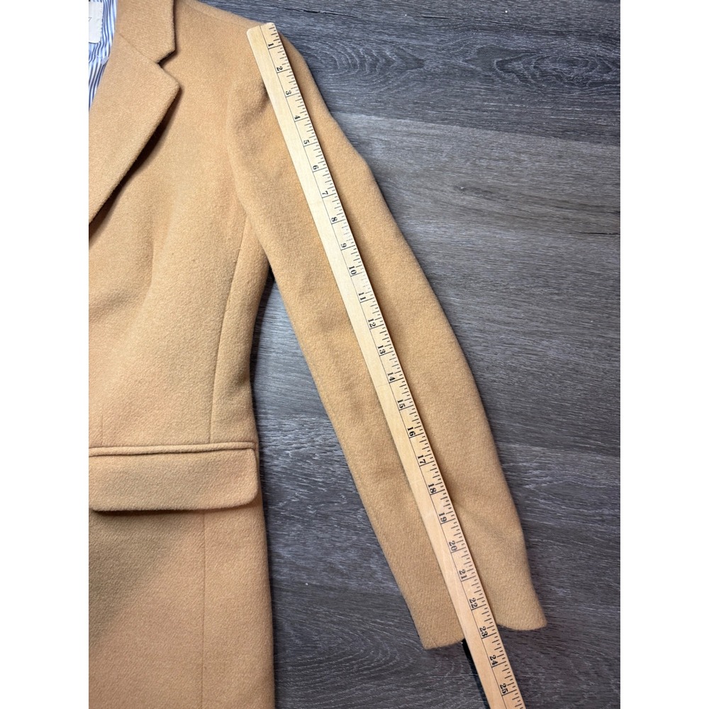 J.Crew Womens Camel Tan Wool Blend Notch Lapel 3-Button Topcoat Jacket Size 2 - Picture 11 of 12